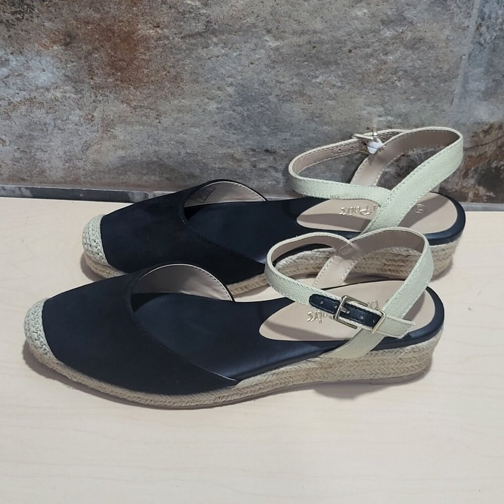 Dream Paris Black 6.5 Espadrille Sandal Strap Buckle Close Toe - Picture 10 of 10